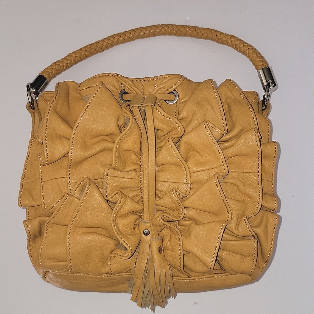 Adrienne Vittadini Tan Ruffle Shoulder Bag